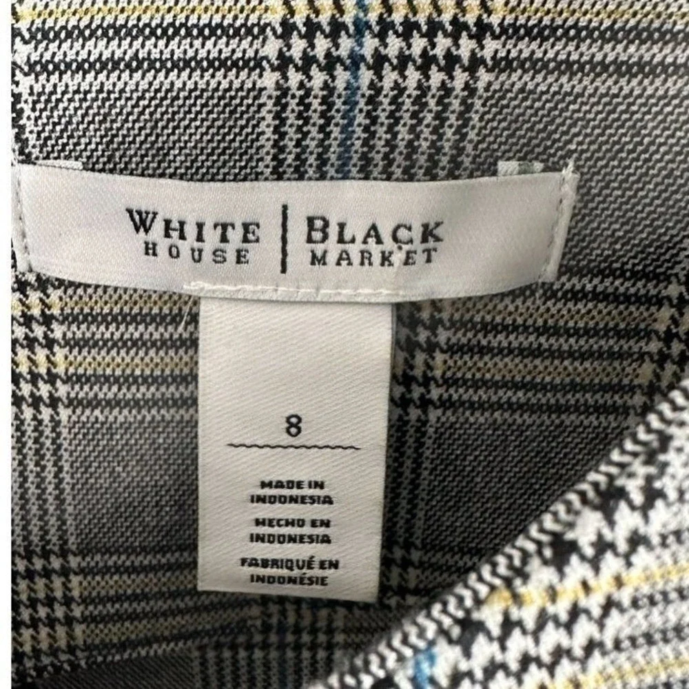 White‎ House Black Market Grey Plaid Ruffle Sleeve Shift Dress Size 8